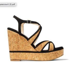 Jimmy Choo Alissa 120 Wedges Cork with Black Trim